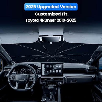 Windshield Sun Shade Umbrella for Toyota 4Runner 2010-2026, Upgraded Bendable Handle for Dashboard Protection, 10-Rib Ice Crystal Coating Sunshade for UV & Heat Block Accessories - size: For Toyota 4Runner 2010-2025-ICY