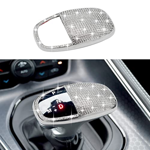 Gear Shift Knob Head Cover Bling Trim for Dodge Charger Accessories 2015-2023 Challenger 2015-2023 2024 Durango 2016-2025 2026 ABS Interior Shell Insert Decoration Protector Gear Shifter Cover (White) - color: Bling