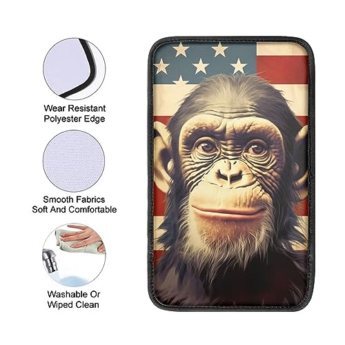Car Center Console Pad, Universal Waterproof Car Armrest Seat Box Cover, Car Interior Accessories for Most Vehicle SUV Truck Vintage American Flag Monkey Car Armrest Pad - color: vintage american flag monkey