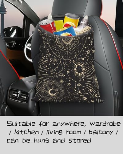 Car Trash Can, Seat Back Hanging Car Trash Bag, Cute Canvas Car Garbage Bag, Essential Car Trash Bin Car Organizers Sun and Moon - color: Sun And Moon