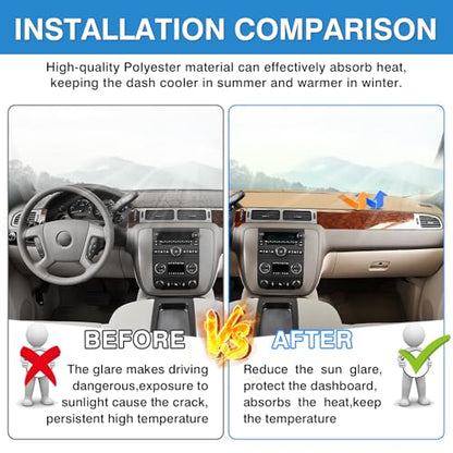 Autorder Beige Dashboard Cover Mat for 2007-2013 Chevy Chevrolet Silverado Sierra, 2007-2014 Chevy Tahoe Suburban Denali Avalanche & GMC Yukon/XL & Only One Glove Box Accessories Polyester Dash Cover - size: Beige 07-13 Silverado 1 Glove Box