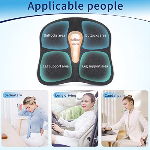 Memory Foam Seat Chair Cushion for Relieves Back Sciatica Pain Tailbone Pain Coccyx Degenerating Disc Orthopedic Osteoarthritis Prostate Cushion Low Back Pain Cushion Hip Shaping (Dark Gray) - color: Dark Gray