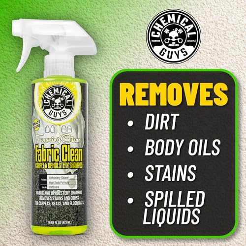 Chemical Guys Sprayable Citrus Fabric Clean Carpet & Upholstery Cleaner (Car Carpets, Seats & Floor Mats), 16 fl oz, Citrus Scent + Induro 7 Heavy Duty Nifty Interior Brush - HOL463 - size: 16 Fl Oz (Pack of 1)