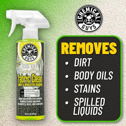 Chemical Guys Foaming Citrus Fabric Clean Carpet & Upholstery Cleaner, Ready to Use, Sprayable (for Carpets, Seats & Floor Mats), Safe for Cars, Home, Office, & More, 32 fl oz, Citrus Scent - size: 32 Fl Oz (Pack of 1)