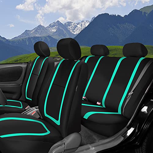FH Group Car Seat Covers Full Set Cloth - Universal Fit Automotive Seat Covers, Low Back Front Seat Covers, Solid Back Seat Cover, Washable Car Seat Cover for SUV, Sedan and Van Mint - color: Mint, size: Full Set