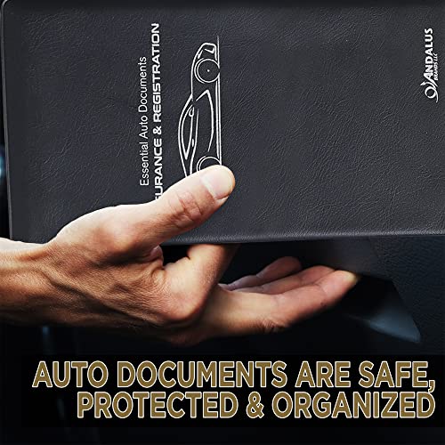 Andalus Auto Registration & Insurance Card Holder Pack of 2, Waterproof Essential Car Registration Holder with Hook & Loop Closure, Perfect for Every Vehicles Glove Boxes (Black - 9.5" x 5.15") - color: Black