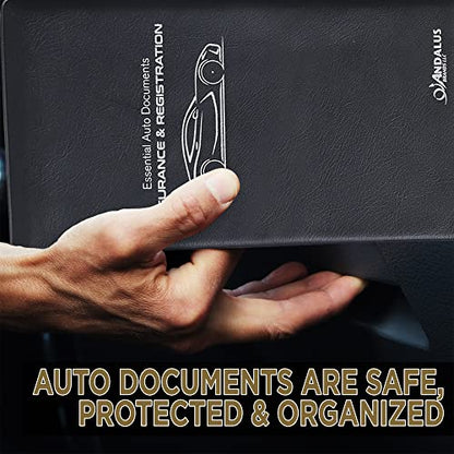 Andalus Auto Registration & Insurance Card Holder Pack of 2, Waterproof Essential Car Registration Holder with Hook & Loop Closure, Perfect for Every Vehicles Glove Boxes (Black - 9.5" x 5.15") - color: Black
