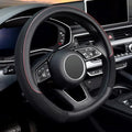 D Shape Steering Wheel Cover, Universal 15 inch, Microfiber Leather Viscose, Breathable, Anti-Slip,Warm in Winter and Cool in Summer, Black - color: black, size: D Shaped Standard Size[14.5"-15"]
