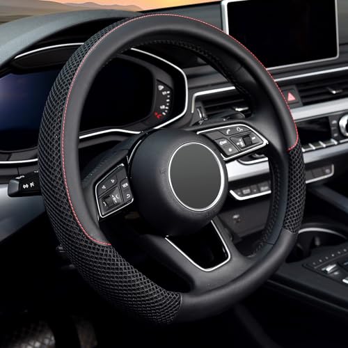 D Shape Steering Wheel Cover, Universal 15 inch, Microfiber Leather Viscose, Breathable, Anti-Slip,Warm in Winter and Cool in Summer, Black - color: black, size: D Shaped Standard Size[14.5"-15"]
