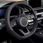 D Shape Steering Wheel Cover, Universal 15 inch, Microfiber Leather Viscose, Breathable, Anti-Slip,Warm in Winter and Cool in Summer, Black - color: black, size: D Shaped Standard Size[14.5"-15"]