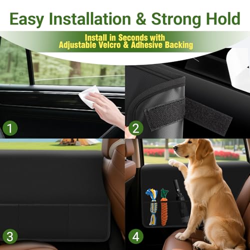 AZY Dog Car Door Protector – Extra Large Oxford Fabric Car Door Mat, Scratch & Dirt Resistant, Waterproof Pet Car Barrier for SUVs & Cars, Easy Install with Storage Pockets, Car Protector for Dogs