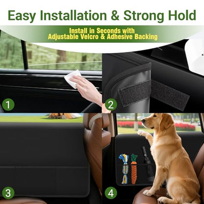 AZY Dog Car Door Protector – Extra Large Oxford Fabric Car Door Mat, Scratch & Dirt Resistant, Waterproof Pet Car Barrier for SUVs & Cars, Easy Install with Storage Pockets, Car Protector for Dogs