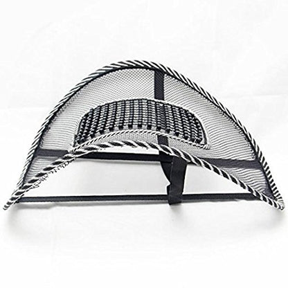 Black Lumbar Mesh Back Brace Support Office Home Car Seat Chair Ventilate Cool Cushion Pad with Massage | Breathable, Massage Beads for Ultimate Comfort (1 Piece)