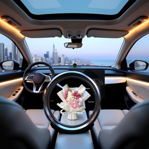 Fresh Flowers Mini Dried Flowers Bouquet for Car Air Vent Clips, Car Air Outlet Perfume Decoration, Air Fresheners Interior Accessories,Automotive Air Fresheners Pink (White, Random fragrance)