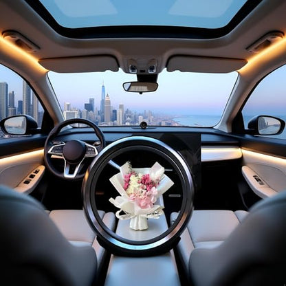 Fresh Flowers Mini Dried Flowers Bouquet for Car Air Vent Clips, Car Air Outlet Perfume Decoration, Air Fresheners Interior Accessories,Automotive Air Fresheners Pink (White, Random fragrance)