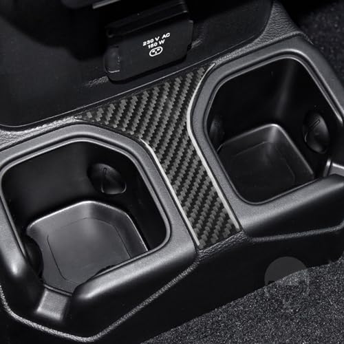 Car Rear Water Cap Holder Frame Cover Carbon Fiber Trim Stickers Compatible with Jeep Wrangler JL JLU Gladiator JT 2018 2019 2020 2021 2022 2023 2024 Interior Accessories - color: Black 20