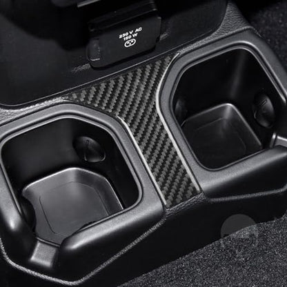 Car Rear Water Cap Holder Frame Cover Carbon Fiber Trim Stickers Compatible with Jeep Wrangler JL JLU Gladiator JT 2018 2019 2020 2021 2022 2023 2024 Interior Accessories - color: Black 20