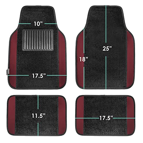 FH Group Automotive Floor Mats – Universal Fit Premium Carpet Car Mats with Driver Heel Pad, Full Set for Cars, SUVs & Trucks - Burgundy - color: Burgundy