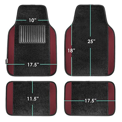 FH Group Automotive Floor Mats – Universal Fit Premium Carpet Car Mats with Driver Heel Pad, Full Set for Cars, SUVs & Trucks - Burgundy - color: Burgundy