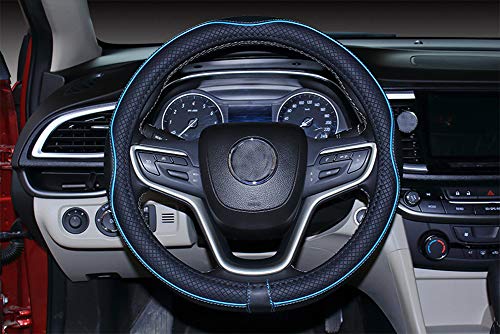 Mayco Bell 2019 New Microfiber Leather Car Extra Large Steering Wheel Cover for Big Trucks (17'', Light Blue) - color: Black Blue, size: 17''