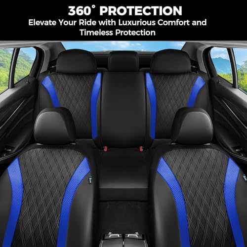 Seat Covers, Car Seat Covers Full Set, Waterproof Leather Car Seat Protector, Front and Rear Seat Covers for Cars, Automotive Seat Covers Universal Fit for Most Cars SUV Truck