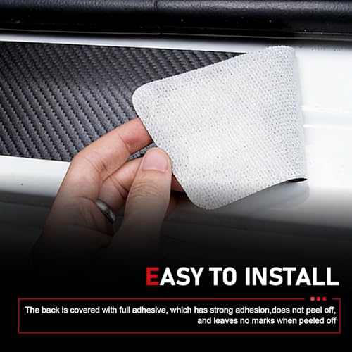 4 PCS Car Door Sill Protectors, American Flag Carbon Fiber Leather Decoration Strip, Waterproof Anti-scratch Guard with Self-adhesive, Universal for Front and Rear Door Entry (Black)