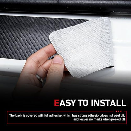 4 PCS Car Door Sill Protectors, American Flag Carbon Fiber Leather Decoration Strip, Waterproof Anti-scratch Guard with Self-adhesive, Universal for Front and Rear Door Entry (Black)