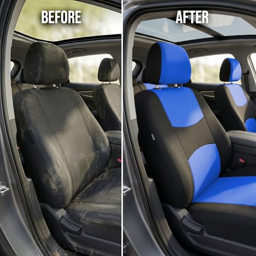 FH Group Flat Cloth Full Set Car Seat Covers Three Row 7 Seater - Universal Fit for Cars, Trucks & SUVs Blue - color: Blue