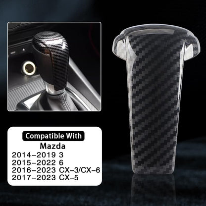 Car Interior Gear Shift Knob Cover Accessories for Mazda CX-5 3 6 CX-3 CX-9 2014-2023 Auto Trim Protector Cap-Carbon Fiber Grain