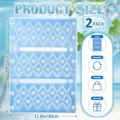 SiliFine 2 Pack Cooling Seat Cushion Reusable Pcm Cooling Pad No Condensation Foldable Portable Ice Mat Gift for Women Men Car Seats Office Chairs Bed Wheelchair Camping Travel(Blue, 15.7" x 11.8")