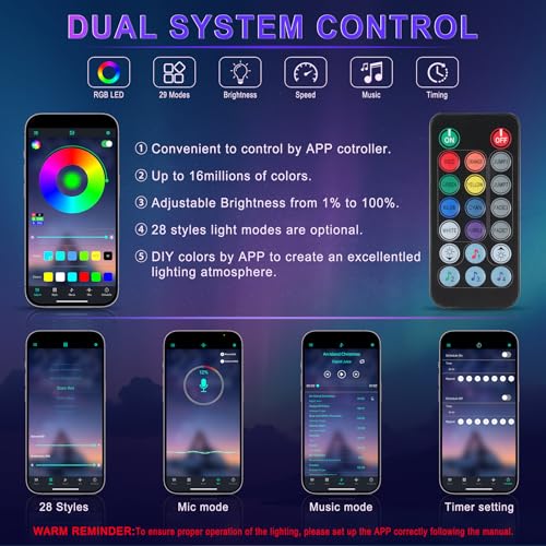 Smart Car LED Interior Lights with USB Port, LED Strip Fiber Optic Lights, Wireless App and Remote Control, Sync to Music, Car Accessories Gifts for Women and Men, 6 in 1 - size: 6 in 1- Remote Control