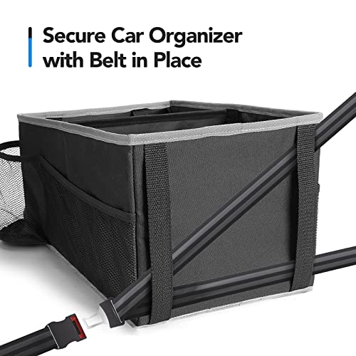 Car Seat Organizer - Backseat Car Organizer with Cup Holders, Car Storage Organization for Front Back Passenger Seat, Road Trip Essentials Kids for Travel Car Accessories, Black