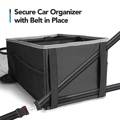 Car Seat Organizer - Backseat Car Organizer with Cup Holders, Car Storage Organization for Front Back Passenger Seat, Road Trip Essentials Kids for Travel Car Accessories, Black