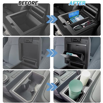 Center Console Organizer Compatible with 2025-2026 Toyota 4Runner (6th Gen) Interior Accessories, Cup Holder, Armrest Organizer Tray and Hidden Storage Box - size: Center Console Organizer 3PC