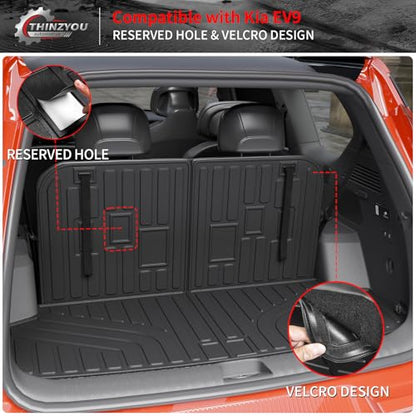 Floor Mats Compatible with 2024 2025 2026 Kia EV9 6&7 Seats Cargo Liner Cargo Mat Trunk Mat Trunk Liner Back Seat Cover Protector EV9 Accessories (Floor Mats+Trunk Mat with Backrest Mat) - style: For Kia EV9 | 2024-2026