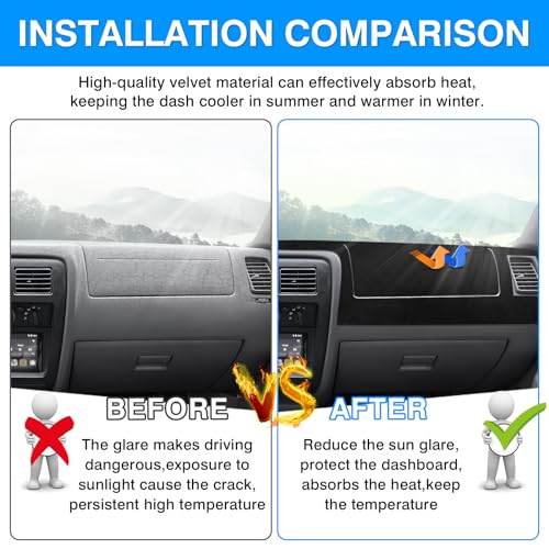 Autorder Dashboard Cover Mat for 1998-2002 2003 2004 Toyota Tacoma Accessories Dash Cover Upgrade Velvet Dash Mat Sunshade Glare UV Rays Protector - size: Black 1998-2004 Toyota Tacoma
