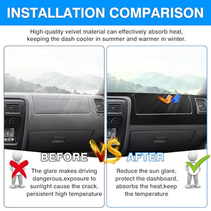 Autorder Dashboard Cover Mat for 1998-2002 2003 2004 Toyota Tacoma Accessories Dash Cover Upgrade Velvet Dash Mat Sunshade Glare UV Rays Protector - size: Black 1998-2004 Toyota Tacoma