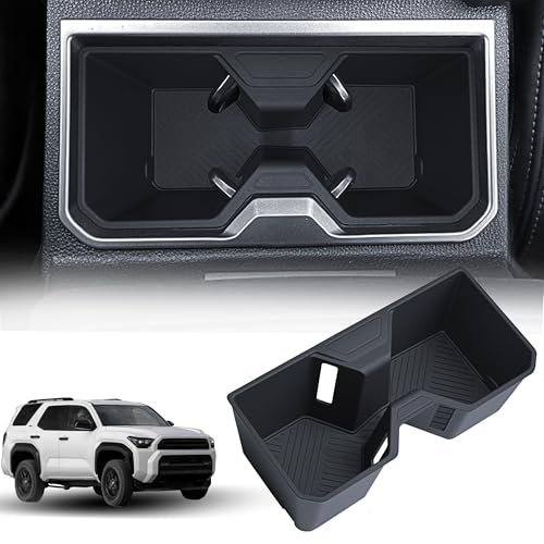 Center Console Cup Holder for 2025 2026 Toyota 4Runner Accessories TPE Cup Holder Insert Coaster Middle Console Armrest Front Non Slip Drink Holder Protector Organizer Interior Accessories Black - size: for Toyota 4Runner 2025 2026