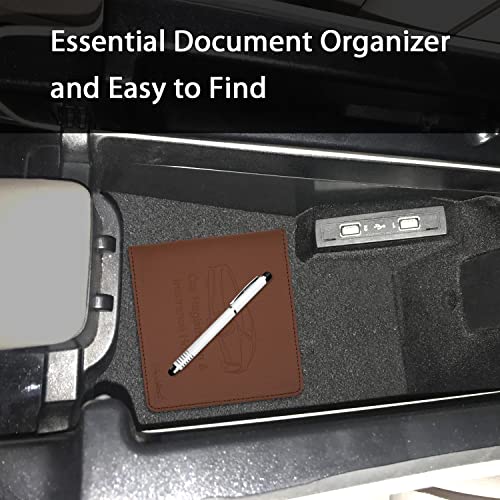 Car Insurance and Registration Holder, 5.5 x 5 Inch PU Leather Vehicle Glove Box Organizer Wallet Case for Insurance Card, Driver License, Paperwork - Brown - color: Brown