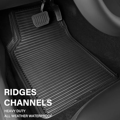 CAR PASS Black Rubber Car Floor Mats & Cargo Liners, All Weather Car Mats & Trunk Mats,Waterproof Automotive Floor Mats Trim to Fit for Most Cars Sedans SUVs Vans, Durable Heavy Duty Anti-Slip,Black - color: Black with cargo liner