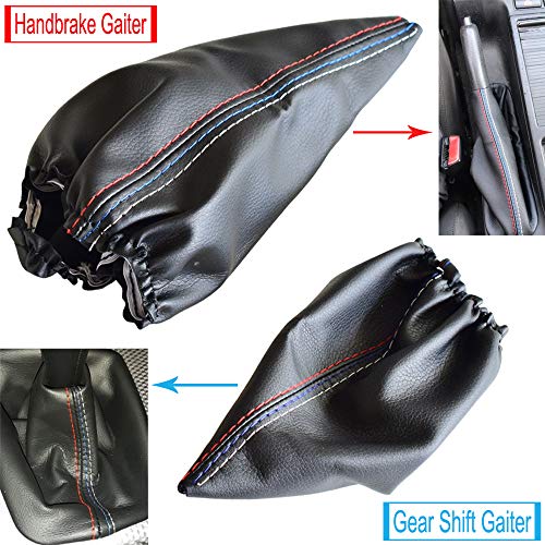 Car Shift Gear Stick Parking Handbrake Cover Manual Shift Boot Cover Black Leather Boot Cover Case for BMW E30 E36 E39 E46 E81 E82 E87 E88 E90 E91 E92 E93 (Gaiter-Boot-Set) - size: Gaiter-Boot-Set