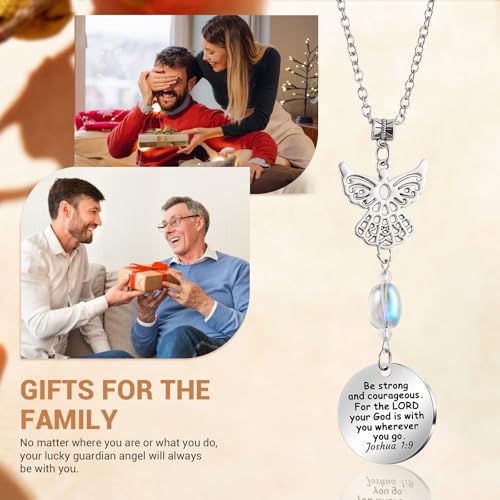 Angel Car Charms Rear View Mirror Accessories Christian Car Jewelry,Guardian Angel Hanging Ornament,Bible Religious Gifts,Rear View Mirror Accessories for Women Teen Girls Friends(Joshua 1:9)