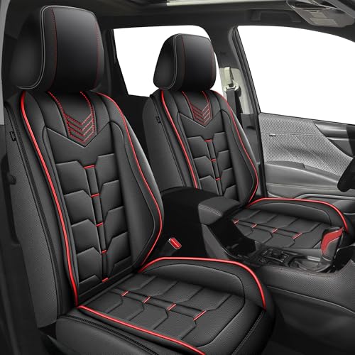 IKABEVEM Full Set Car Seat Covers Fit for Subaru Forester 2007-2025 2026 Faux Leather Seat Cover Waterproof Seat Cushion Protector (Black & Red Line) - color: #034 Red Line, size: For Forester-5 seat covers full set