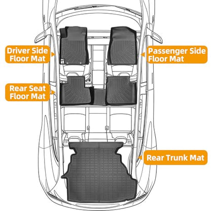 Floor Mats for Toyota Camry 2002 2003 2004 2005 2006, Camry Floor Mats ONLY Sedan, TPE Non-Slip Waterproof Summer Winter, Front & Rear Row & Cargo - style: 10)2002-2006|Camry Sedan|Floor&Cargo Mats
