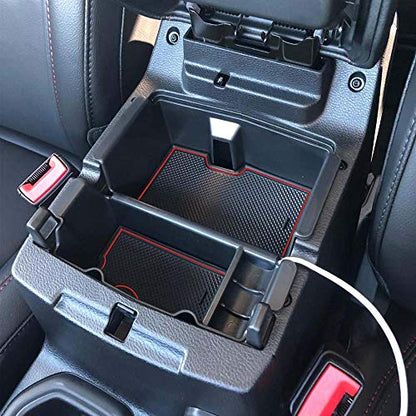 Center Console Organizer Tray Compatible with Jeep Wrangler JL/JLU 2018-2023 2024 2025 2026 and Gladiator JT Truck 2020-2026 Insert Accessories - Won't Covers The Light Inside (Red Trim) - color: Red