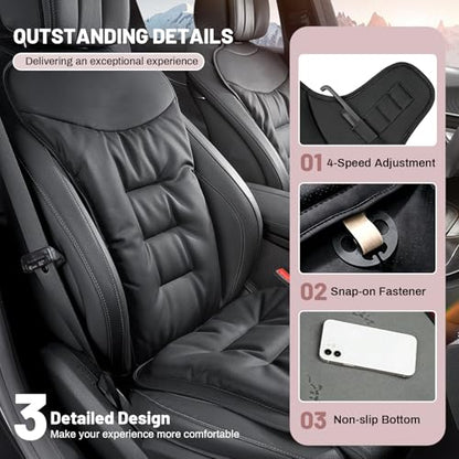 Car Seat Cushion for Car,Pu Nappa Leather with Breathable Memory Cotton Core Filling & Non-Slip Sole,Water Proof,Car Seat Cushions for Driving&Office Chair (car seat Cushion)