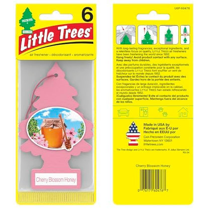 LITTLE TREES Car Air Freshener | Hanging Tree Provides Long Lasting Scent for Auto and Home | 24 Air Fresheners |Cherry Blossom - size: 4 Count (Pack of 6)