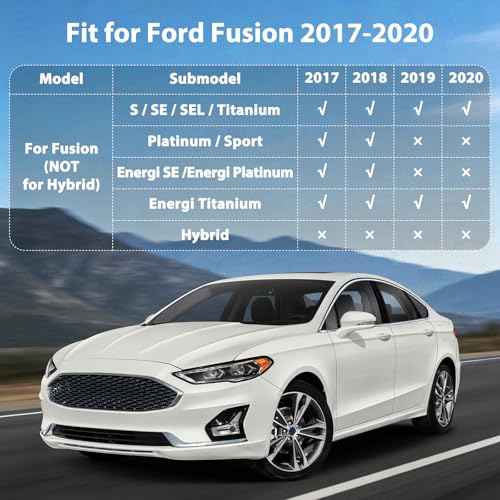 Floor Mats & Cargo Liner for Ford Fusion 2017 2018 2019 2020 (NOT Hybrid), All Weather TPE Floor Liners Custom Fit Fusion Heavy Duty Car Mats 1st & 2nd Row & Trunk Mat Accessories Black - style: 12）For Ford Fusion | 2017-2021 | Combo Set