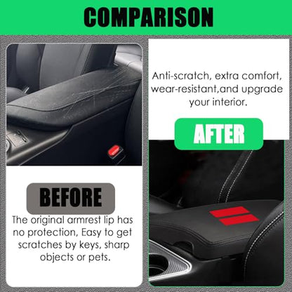 Center Console Cover for Dodge Challenger 2015-2023 - Anti-Scratch Armrest Cover for Dodge Challenger 2015 2016 2017 2018 2019 2020 2021 2022 2023 Interior Accessories - size: 3) 15-23 |Challenger| Black,W/ Logo, Thin Size