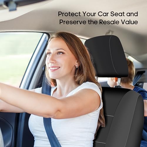 FH Group Car Seat Covers Full Set Neoprene - Universal Fit, Automotive Low Back Front Seat Covers, Airbag Compatible, Split Bench Rear Seat, Washable Seat Cover for SUV, Sedan Black